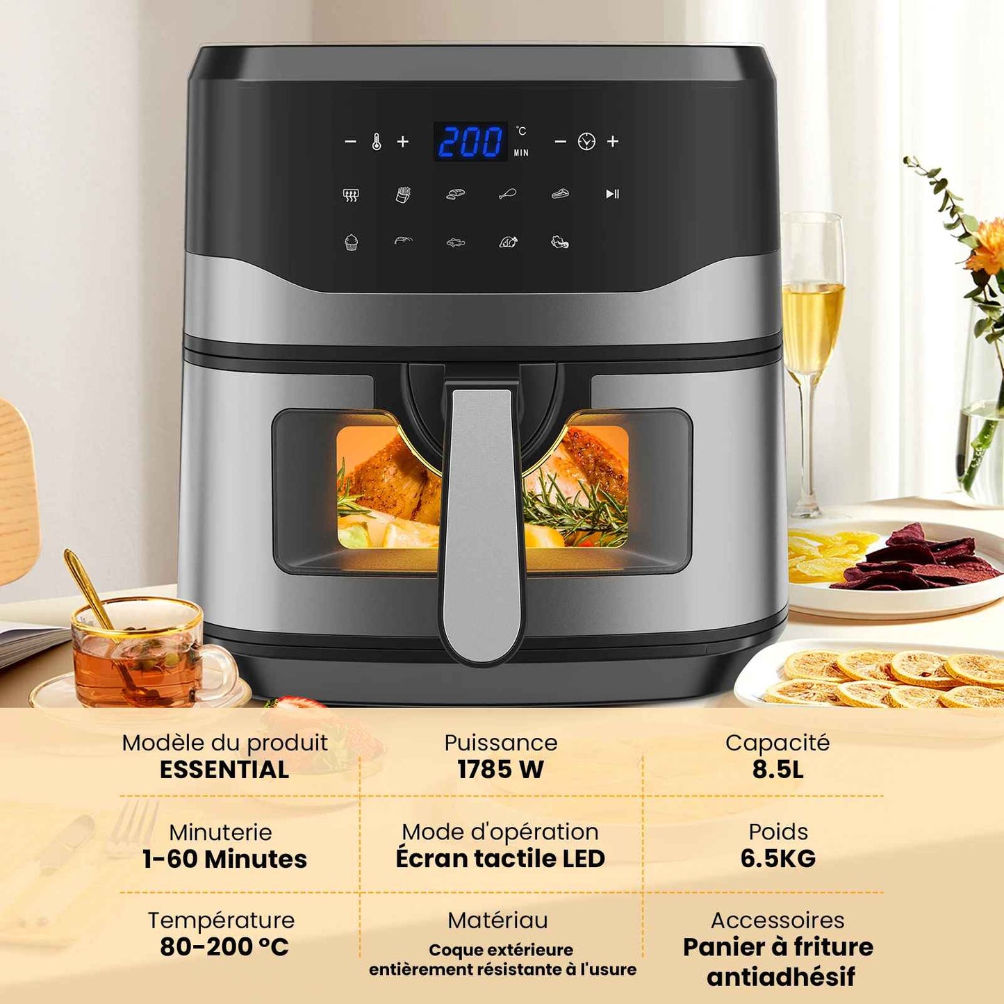 Friteuse à air numérique | 8,5 L 1500 Watts