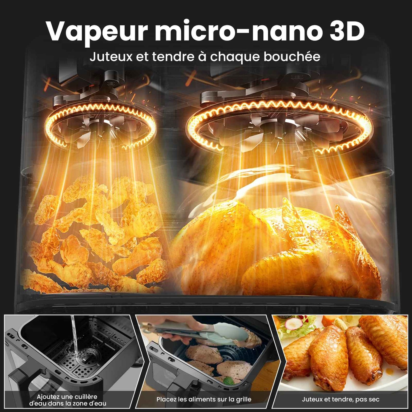 Friteuse à air chaud - Double Puissance