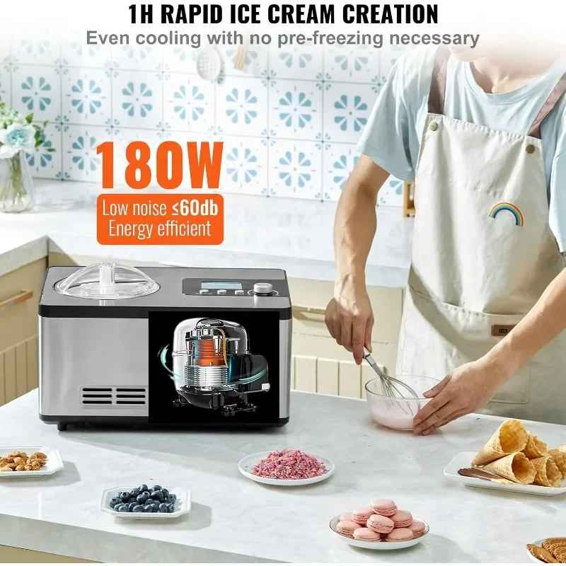 Machine a creme glacee | Avec compresseur 2 L