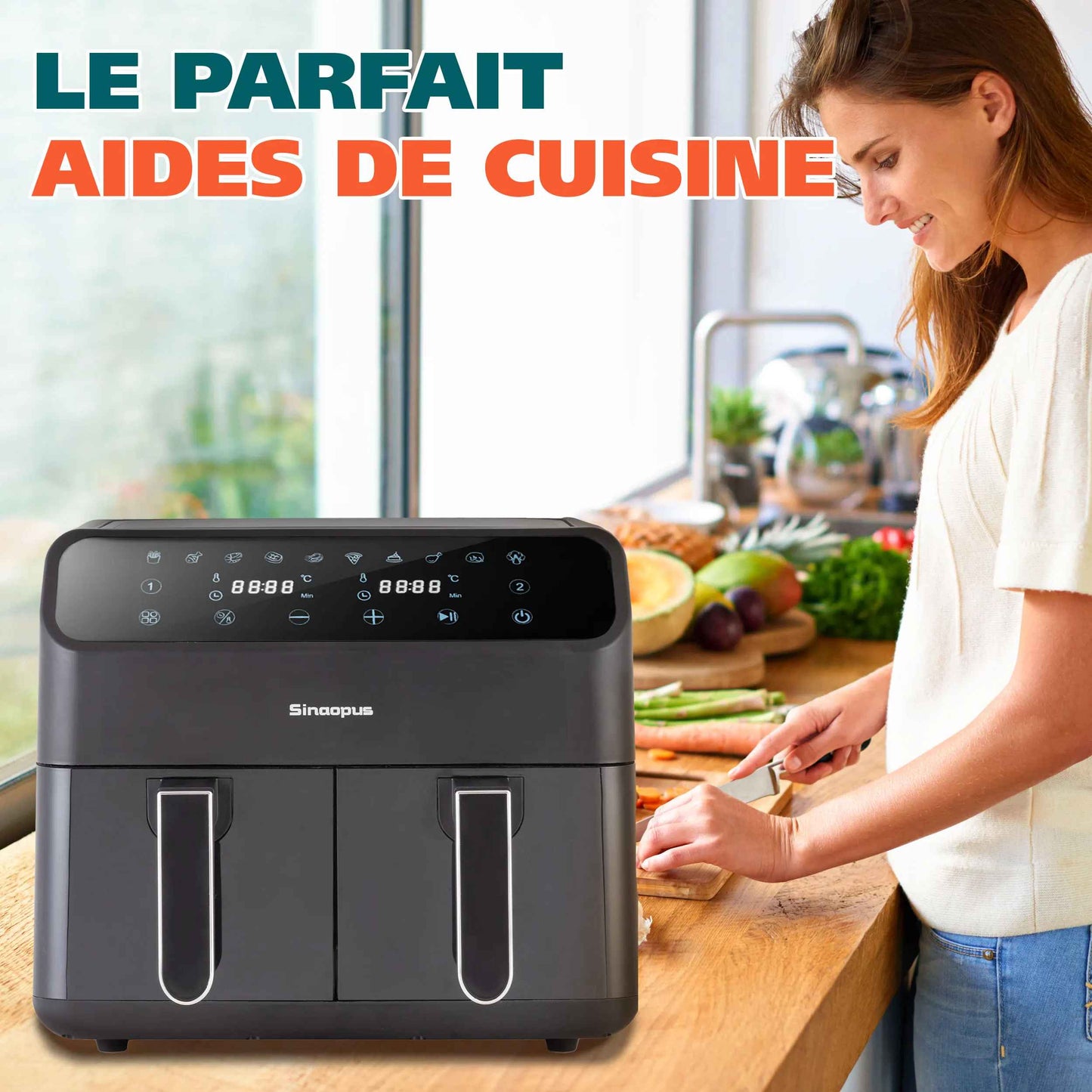 Friteuse à air chaud | 9L Double fenêtre