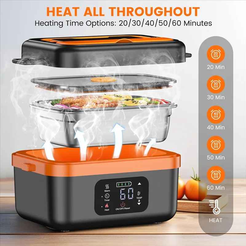 Boite a lunch electrique | 1L Sans fil Batterie 16000 Mah