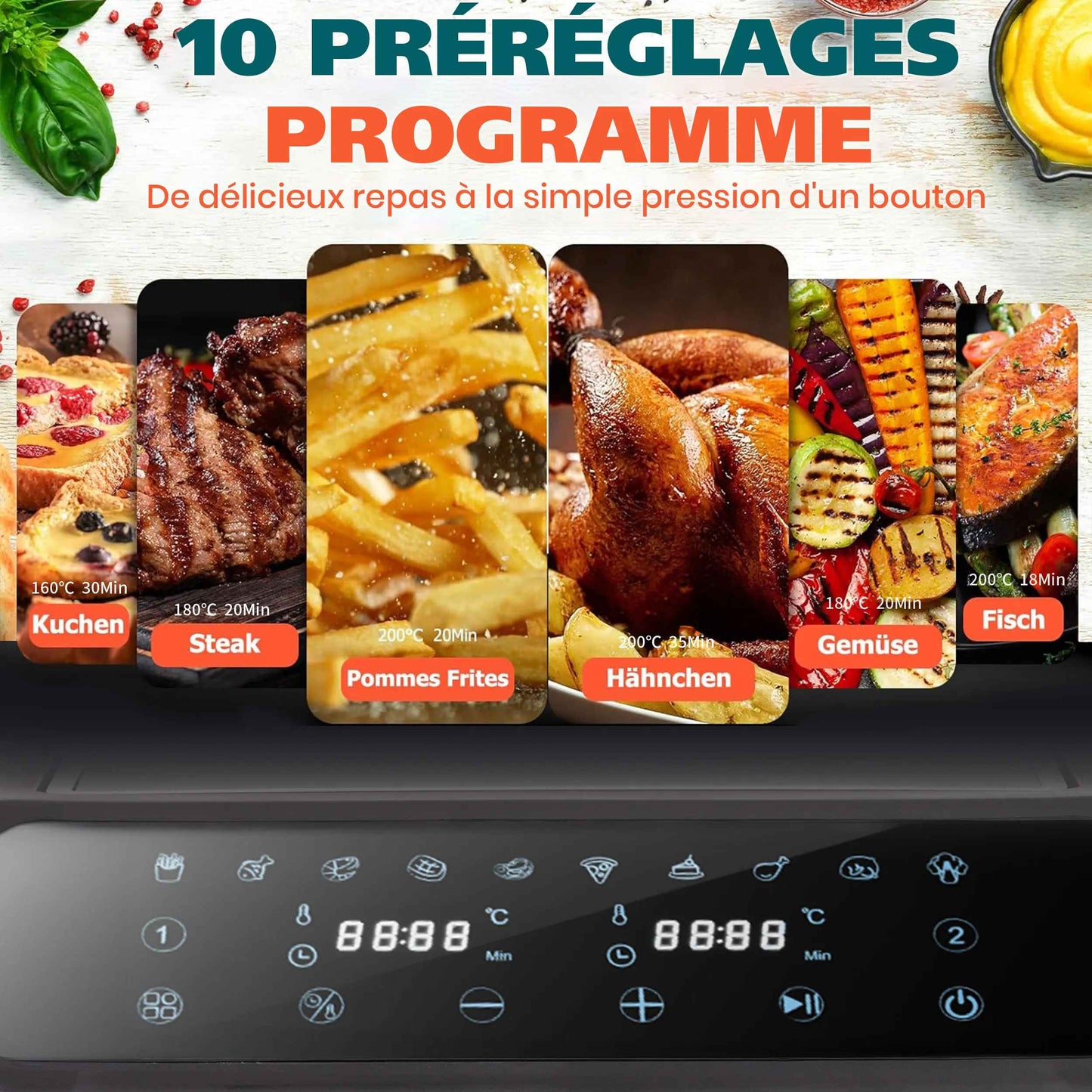 Friteuse à air chaud | 9L Double fenêtre