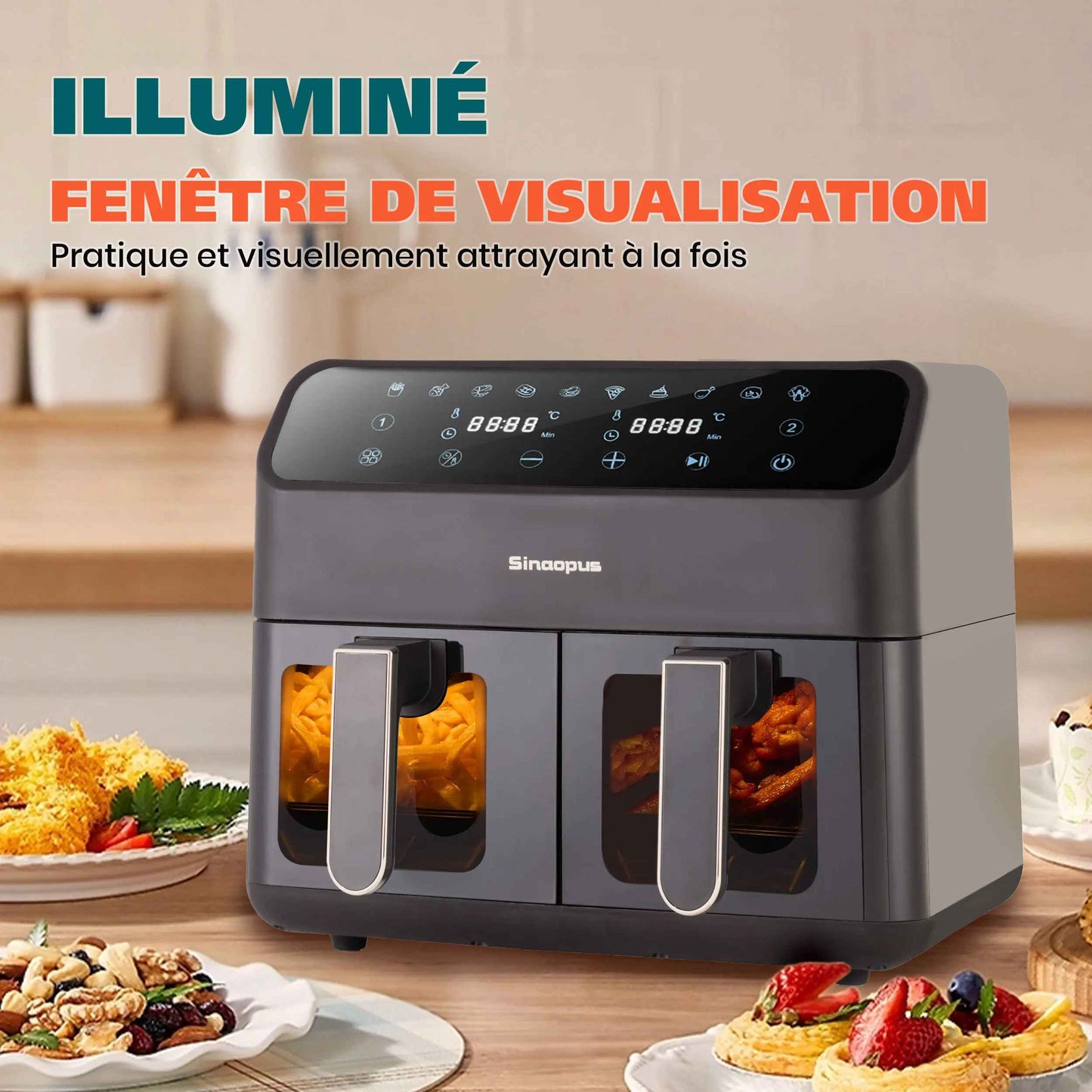 Friteuse à air chaud | 9L Double fenêtre